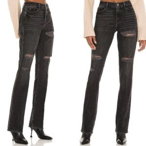 Frame Denim Women’s Black Washed Le Mini Bootcut Jeans Distressed Knees 31 New